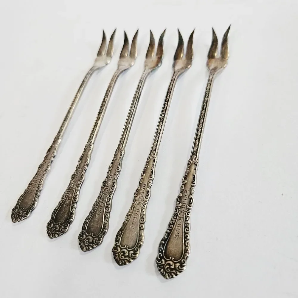 Antique S.L. & G.H Rogers Silver Plate Webster Pattern Set Of 5 Cocktail Forks